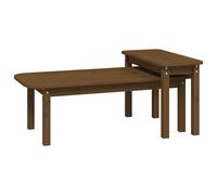 (grey) vidaXL Solid Wood Pine Coffee Table Set 2 Piece Side End Table Multi Colours