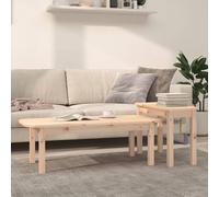 Vidaxl 2 Piece Coffee Table Set Solid Wood Pine, Brown