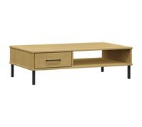 (brown) vidaXL Solid Wood Pine Coffee Table with Metal Legs OSLO Desk Multi Colours