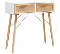 Solid Wood Pine Console Table Natural Rattan Side Table Multi Colours vidaXL
