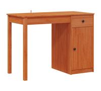 (White) vidaXL Solid Wood Pine Desk Office Computer Study Writing Desk Multi Colours