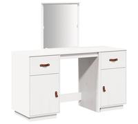 Solid Wood Pine Dressing Table Set with a Mirror White Cosmetic vidaXL