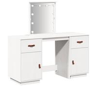 Vidaxl Dressing Table Set With Led White Solid Wood Pine