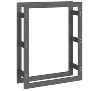 Firewood Rack Grey Solid Pine Wood 80x25x100 cm Outdoor Indoor Log Store HeavyXL