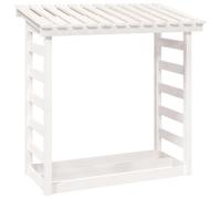 Solid Wood Pine Firewood Rack White Log Store Shed Holder vidaXL
