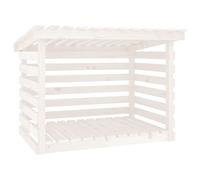 Solid Wood Pine Firewood Rack White Log Store Shed Holder vidaXL