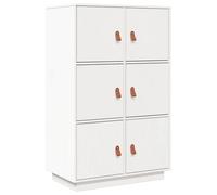(White) vidaXL Solid Wood Pine Highboard High Sideboard Buffet Cupboard Multi Colours