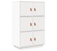 vidaXL 6 Door White Solid Pine Wood Highboard - Size: 108.5 x 67 x 40cm - Wilko