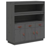 (Grey) vidaXL Solid Wood Pine Highboard Sideboard Storage Cupboard Multi Colours
