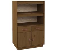 vidaXL Highboard Solid Wood Pine 2-door 2-drawer 2-shelf 67x40x108.5 cm Honey Brown