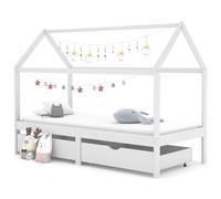 vidaXL Solid Pine Wood Kids Bed Frame with Drawers 90x200 cm Wooden Base Unit