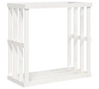 Solid Wood Pine Outdoor Log Holder White Pile Storage Stand vidaXL