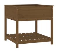 Solid Wood Pine Planter with Shelf Plant Raised Bed Multi Colours/Sizes vidaXL