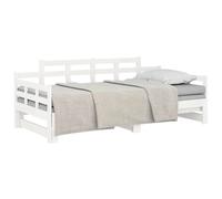 vidaXL Pull-out Day Bed White Solid Wood Pine 2x(80x200) cm (820348), White