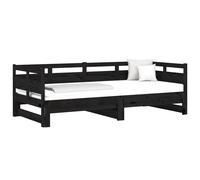 vidaXL Pull-out Day Bed Black Solid Wood Pine 2x(80x200) cm (820321), Black