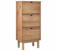 vidaXL Brown Shoe Cabinet OTTA - 3 Drawer Solid Pine Wood - Scandinavian Style - Perfect for Living Room or Bedroom Storage