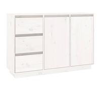 (white) vidaXL Solid Wood Pine Sideboard Storage Shelf Indoor Furniture Multi Colours