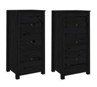 (Black, 2/40 x 35 x 80 cm (W x D x H)) vidaXL Solid Wood Pine Sideboard Wooden Cupboard Storage Cabinet Multi Colours