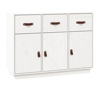 vidaXL Sideboard White 100x40x75 cm Solid Wood Pine 02 UK HOT