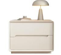 Solid Wood Plywood Nightstand,Lacquered Finish Nightstand,Spacious Top,Rounded Corners,Features Sturdy,One-piece Legs,for The Bedroom Or Living Room(Off-white,45 cm/17.7 in)