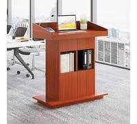 Solid Wood Podium Lectern with 2 Drawers & Under-Counter Cabinet - Floor-Standing Pulpit Stand for Presentations Conferences and Events