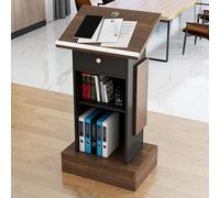 Solid Wood Podium Stand for Church Elegant Pulpit with Storage Drawer & Open Shelf Lectern for Worship Conference & Events Style B