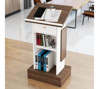 Solid Wood Podium Stand with Storage Drawer & Open Shelf Church Lectern Pulpit for Worship Professional Podium for Events and Presentations Elegant Wood Design