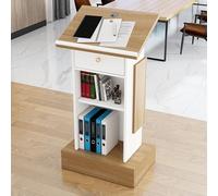 Solid Wood Podium Stand with Storage Drawer & Open Shelf Church Pulpit Lectern for Worship Services & Elegant Design (Stylea)