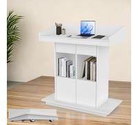 Solid Wood Podium Stand with Wheels, 39"x19"x44" Church Pulpit Lectern for Office, Worship and Events - Ideal Presentation Stand
