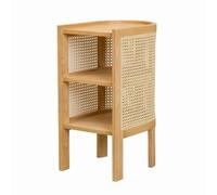 Solid Wood Rattan Bedside Table Small Side Cabinet Storage Cabinet Homestay Furniture Small Storage Cabinet(D)