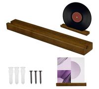 Solid Wood Record Wall Mount - 32x4.5x1.8cm Dark Brown Hanger, Floating Album Shelf, Soft Storage Holder, Wall Mounted Display | Home Decor