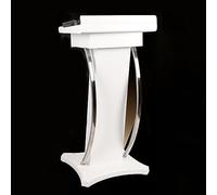 Solid Wood Red Church Podium - Tilted Conference Lectern Easy Assembly Stand for Events Reception & Worship Services & Stylish Design (White Finish)