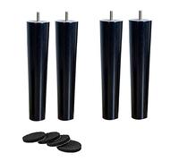 Solid Wood Replacement Feet Set of 4 with M8 Bolts and Rubber Pads for Cabinets, Chairs, Couches, Desks, Beds, Coffee Tables