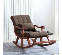 Solid Wood Rocking Chair, Fabric Recliner, Tufted Design for Living Room and Bedroom Relaxation, Comfortable and Stylish Seating Option