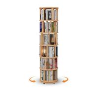 Solid Wood Rotating Bookshelf on Wheels 5-Tier Space-Saving Corner Bookcase Stylish Original Wooden Storage nizer for Small Spaces Six-Layer Display Shelf