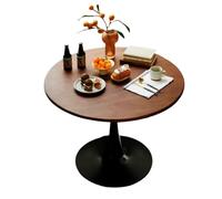 Solid Wood Round Dining Table with Tulip Base & Walnut Table Top Mid Century Leisure Table for Home Dining Room or Cafe 90x90x73cm (Color: A)
