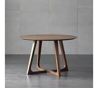 Solid Wood Round Four Person Dining Table, Medieval Style Coffee Table with Base, V-Shaped Base Small Side Table, Circular Center Table, Suitable for Dining and Living Rooms Walnut,60CM
