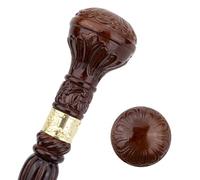 Solid Wood Round Handle Cane, Double Joint Fashion Walking Stick, Decorative Cospaly Party Walking Cane, Halloween Crosier 37.4inch(Color-2)