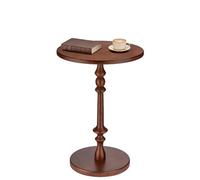 Solid Wood Round Side Table, 15.75" Small Drink Table with Non-Slip Pedestal Base, Modern End Table Accent Table for Living Room and Bedroom, Bedroom, Office, and Corners, Tool-Free Assembly,Brown