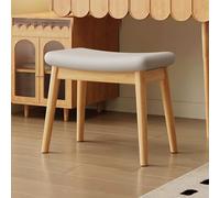 Solid Wood Saddle Stool Stool for Vanity Curved Cushion Footstool for Sofa,Leather Makeup Chair Stool Dining Room Chair Accent Side Chair (Color : Original, Size : Grey-White)
