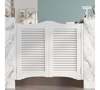 Solid Wood Salon Doors Retro Cafe Swing Doors Automatic Closing Flip Door Kitchen Hallway Entrance Barrier Customizable WhiteW120×H90cm (Double Door)
