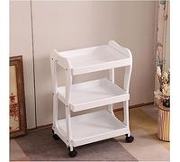 Solid Wood Salon Trolley Storage Cart with 2 Lockable Wheels, Multi-Layer Rolling Shelf, Versatile Beauty Salon & Home Organizer, Black Finish, Durable Design