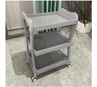 Solid Wood Salon Trolley Storage Cart with 2 Lockable Wheels, Multi-Layer Rolling Shelf, Versatile Beauty Salon & Home Organizer, Black Finish, Durable Design