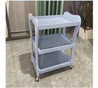 Solid Wood Salon Trolley Storage Cart with 2 Lockable Wheels, Multi-Layer Rolling Shelf, Versatile Beauty Salon & Home Organizer, Black Finish, Durable Design