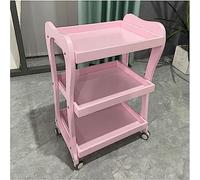 Solid Wood Salon Trolley Storage Cart with 2 Lockable Wheels, Multi-Layer Rolling Shelf, Versatile Beauty Salon & Home Organizer, Black Finish, Durable Design