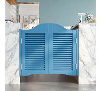 Solid Wood Saloon Doors Half Door for Doorways Café Swinging Doors with Hinges, Auto-Close Design Two-Way Half Swing for Kitchen Entrance Bar Counter Living Room Restaurant(Blue,W112xH100cm)