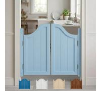 Solid Wood Saloon Doors with Hinges, Auto Close Cafe Doors, Two-Way Open Interior Swinging Saloon Doors for Kitchen Bar Porch Hallway Divider, Set of 2(Light Blue,W74 x H100cm)