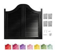 Solid Wood Saloon Doors with Hinges, Louvered Half Door for Kitchen Walk-in Pantry, Double Swinging Cafe Doors Interior Dog Gate, Wood Partition Door for Bar Hallway(Black,W109xH90cm)