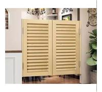 Solid Wood Saloon Swing Door, Louvered Two-Way Design, Easy Installation with Hinges, Indoor Barn Door with Automatic Closure