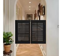 Solid Wood Saloon Swinging Door35.5 Half Cafe Door Dual Swing Louvre Design for Kitchens Bars Cafes Corridors EntrancesBlack 68x90cm